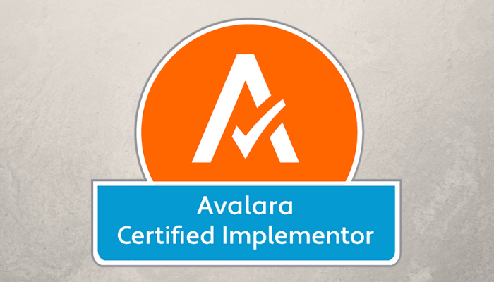 Logo of Avalara Certification used to show Thompson Tax is certified