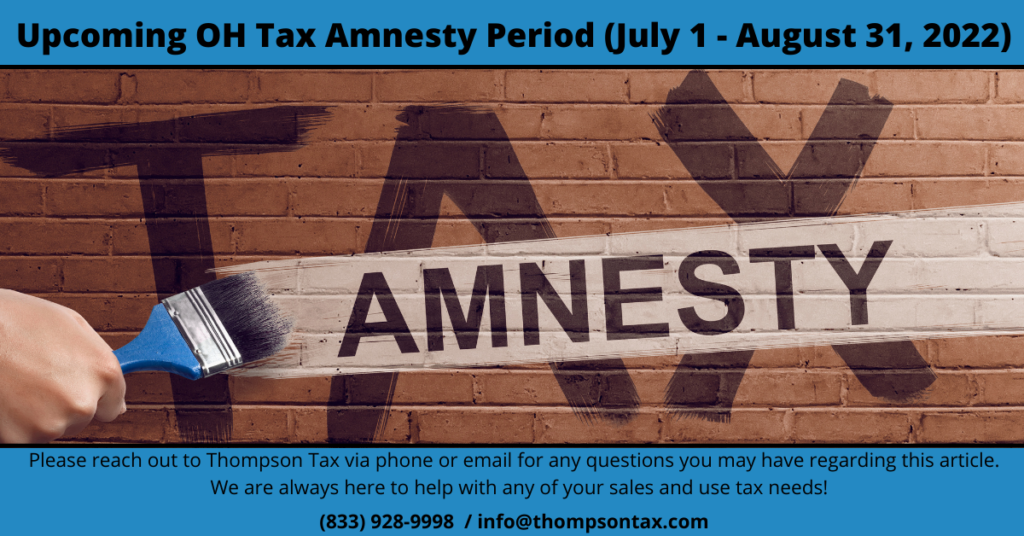 Graffiti graphic that says 'tax amnesty' that mentions the upcoming Ohio tax amnesty period