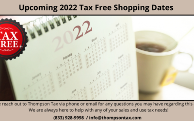 Upcoming 2022 Tax Free Shopping Dates