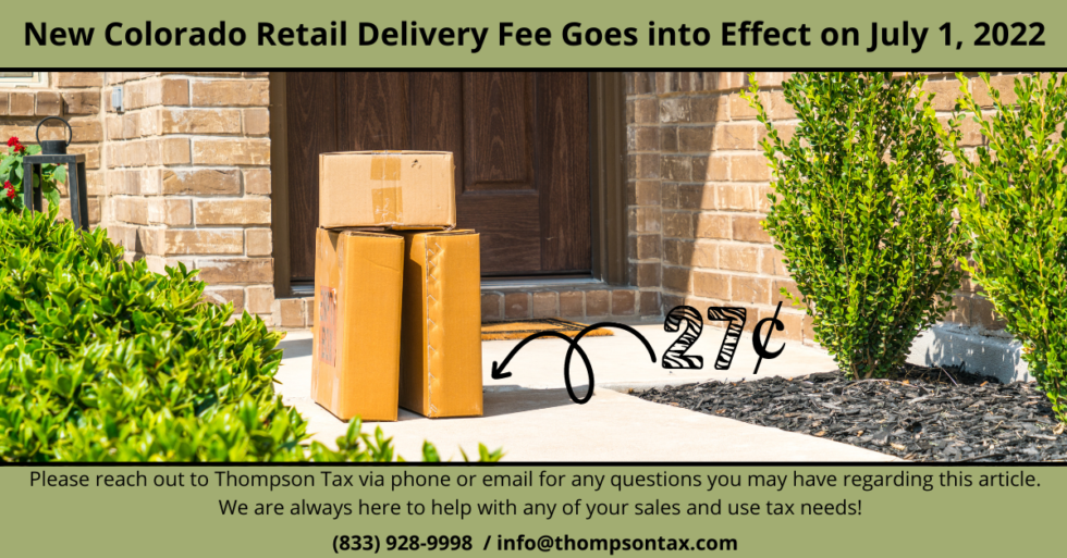 More On Colorado's New Retail Delivery Fee Thompson Tax