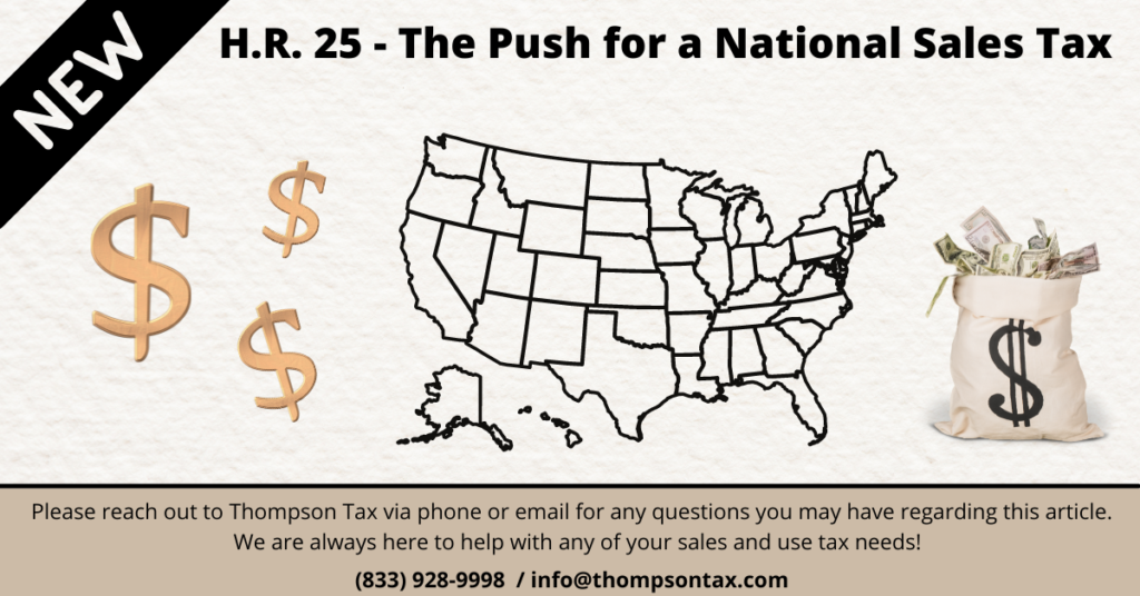 H.R.25 The Push for a National Sales Tax Thompson Tax logo