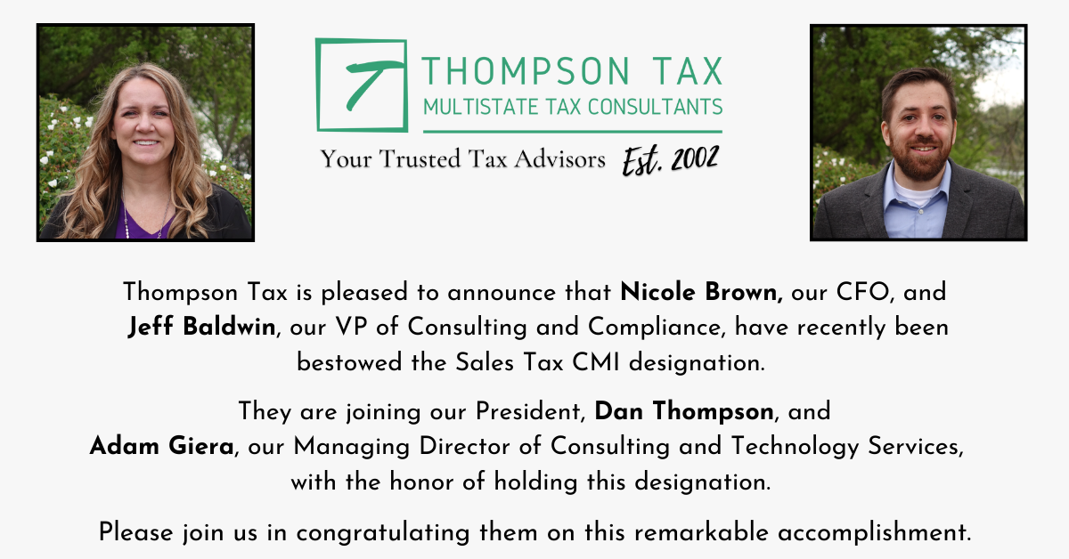 Nicole and Jeff’s Successful Completion of the Sales Tax CMI Exam