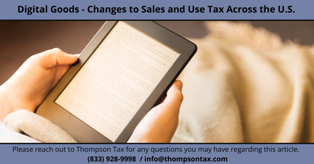 Changes to Sales and Use Tax for Digital Goods