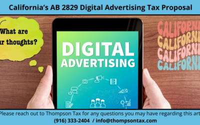 California’s AB 2829 Digital Advertising Tax Proposal