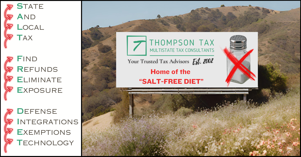 Billboard on a Mountain Promoting Thompson Tax's State and Local Tax Services