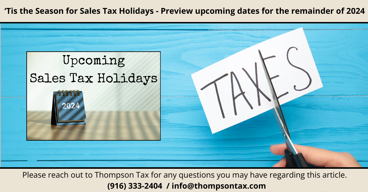 Concept of Upcoming Sales Tax Holidays for 2024