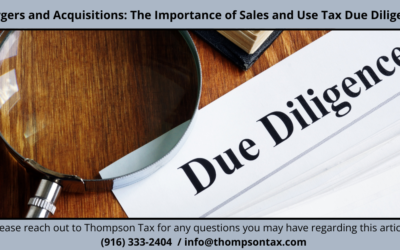 Mergers and Acquisitions: The Importance of Sales and Use Tax Due Diligence