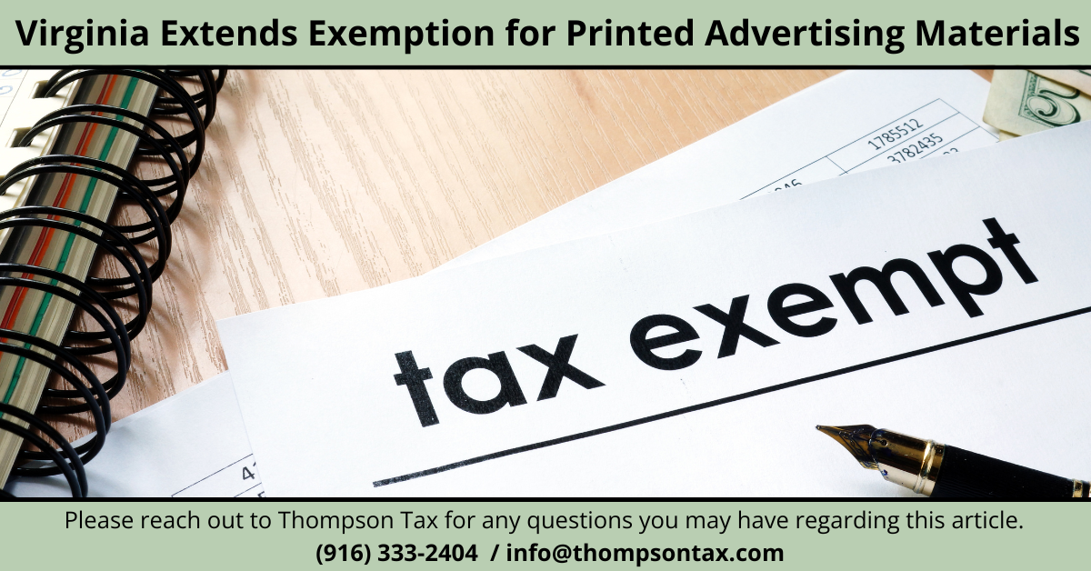 Virginia Extends Print Tax Exemption