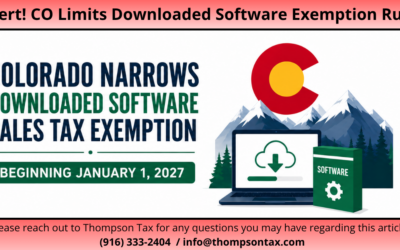 Colorado Narrows Downloaded Software Sales Tax Exemption Beginning January 1, 2027